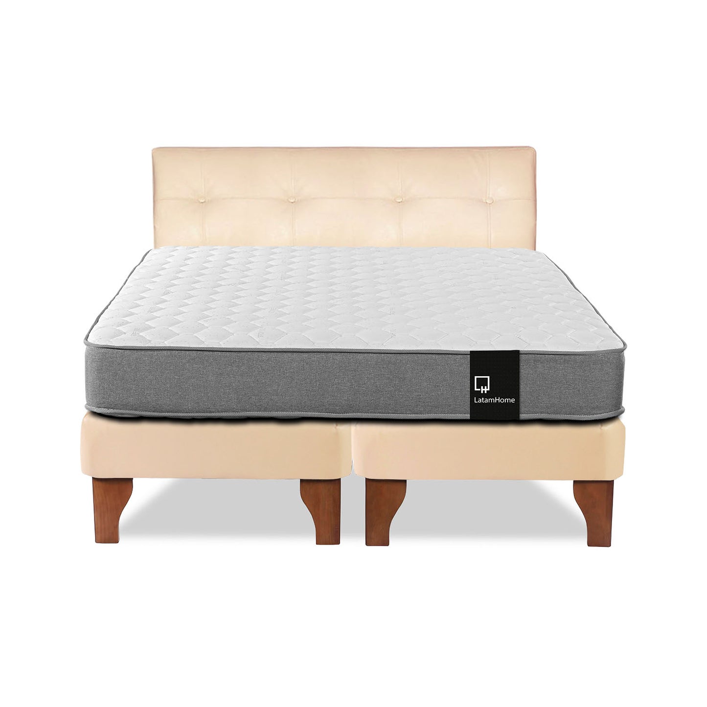 Cama Europea Zen Best 2 plazas + Respaldo PU Beige Latam Home