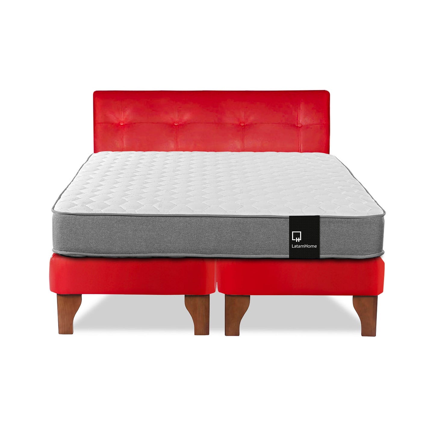 Cama Europea Zen Best 2 plazas + Respaldo PU Rojo Latam Home
