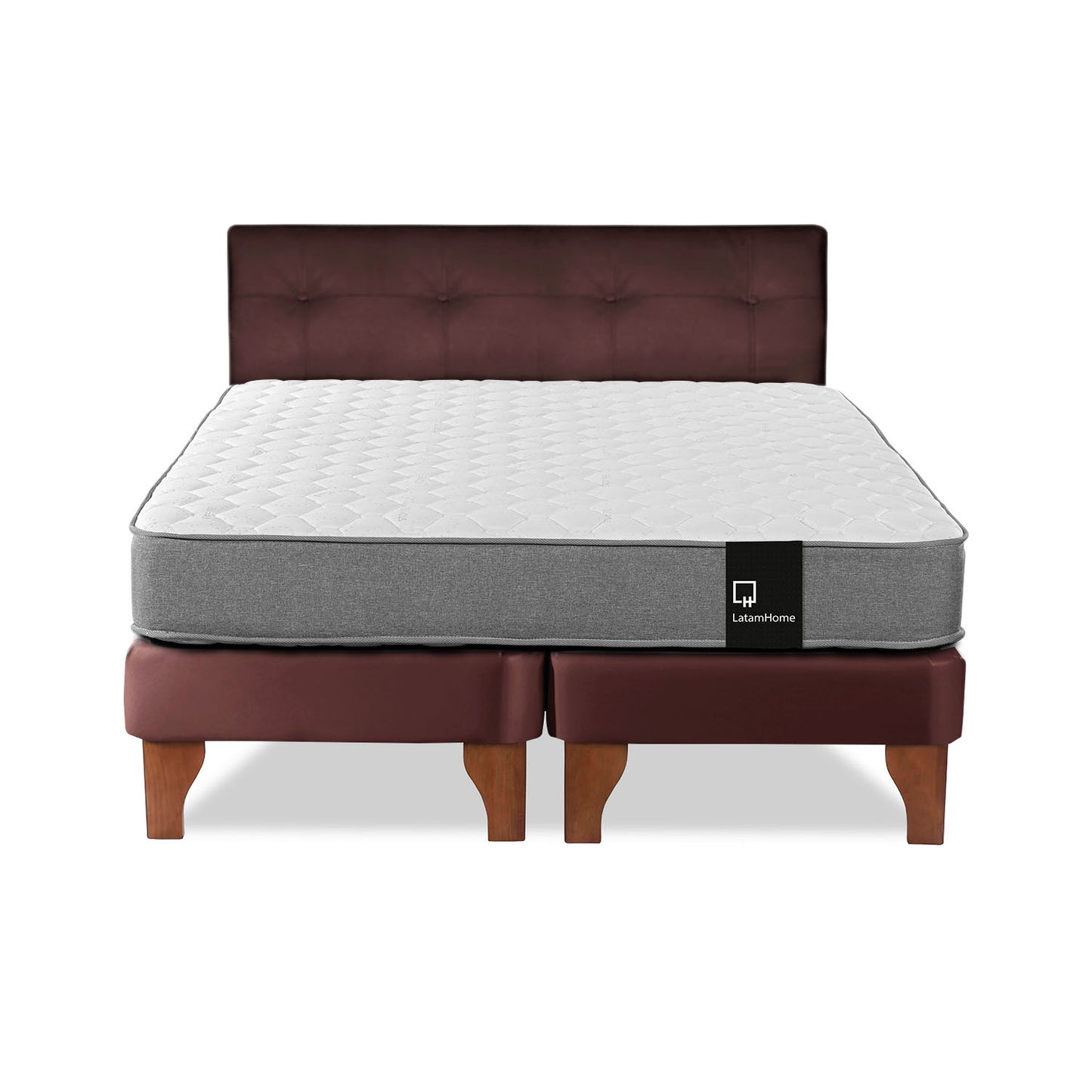 Cama Europea Zen Best 2 plazas + Respaldo PU Chocolate Latam Home