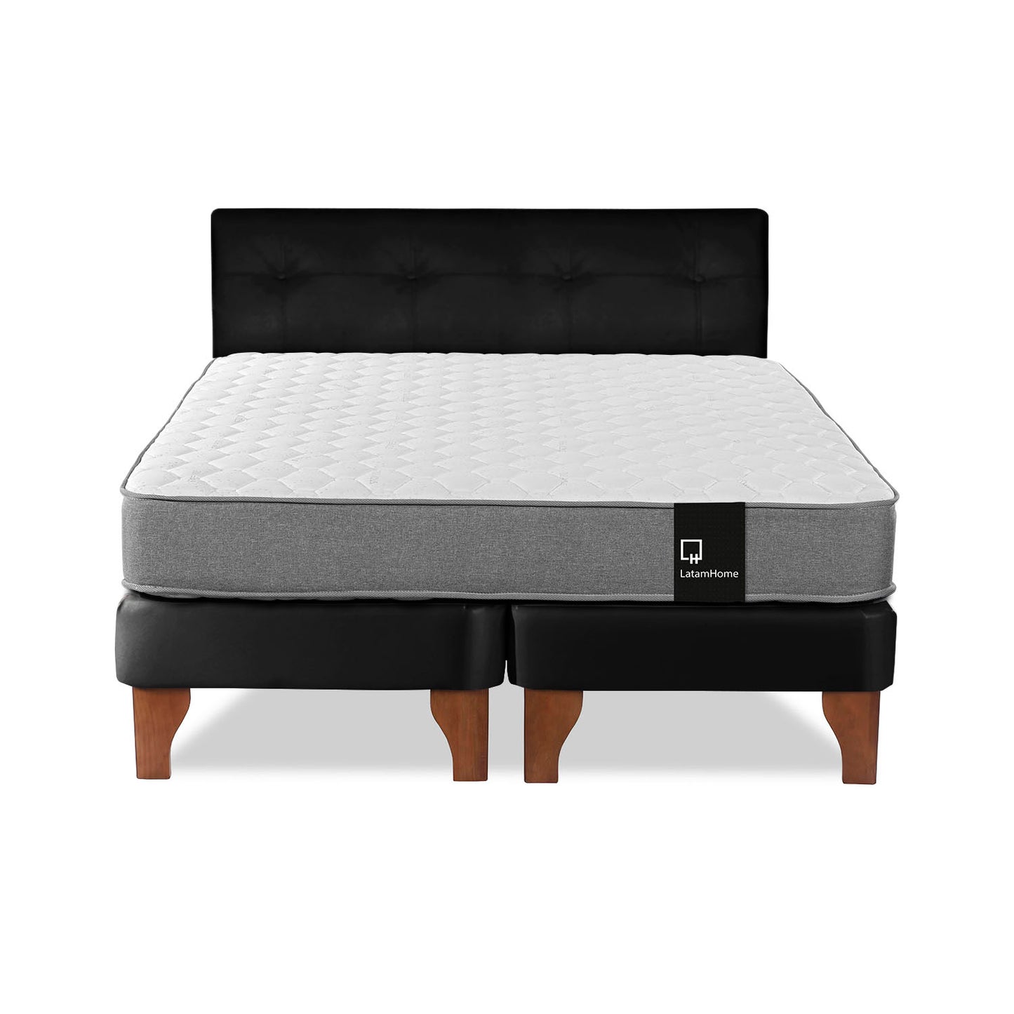 Cama Europea Zen Best 2 plazas + Respaldo PU Negro Latam Home