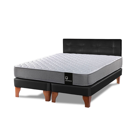 Cama Europea Zen Best 2 plazas + Respaldo PU Negro Latam Home