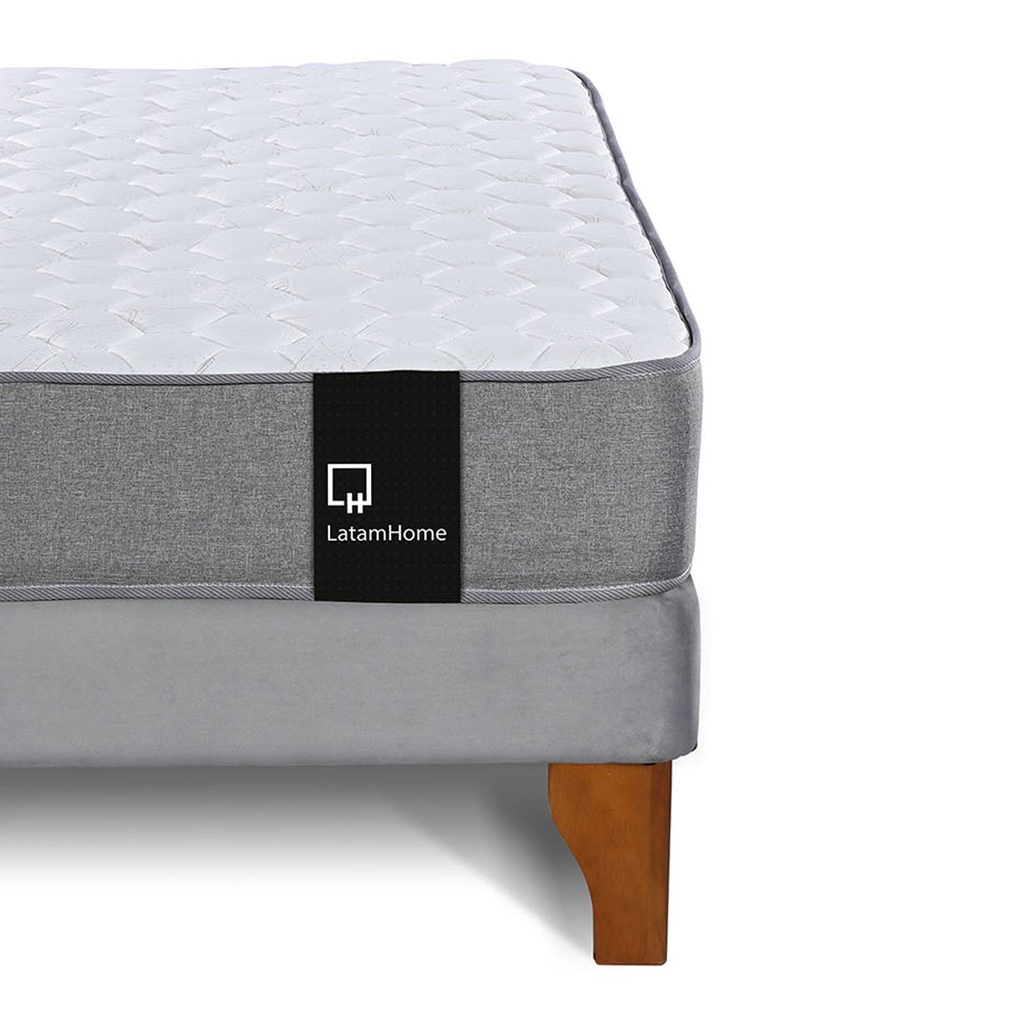 Cama Europea Zen Best 2 plazas Velvet Gris Latam Home
