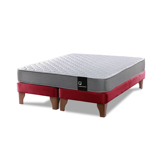 Cama Europea Zen Best 2 plazas Velvet Burdeo Latam Home