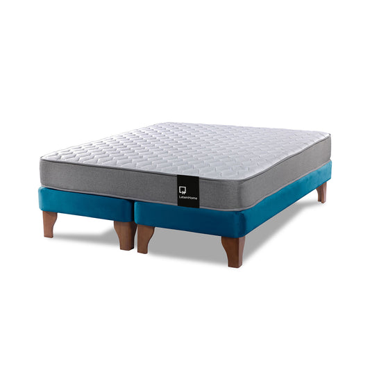 Cama Europea Zen Best 2 plazas Velvet Azul Latam Home