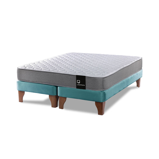 Cama Europea Zen Best 2 plazas Velvet Turquesa Latam Home