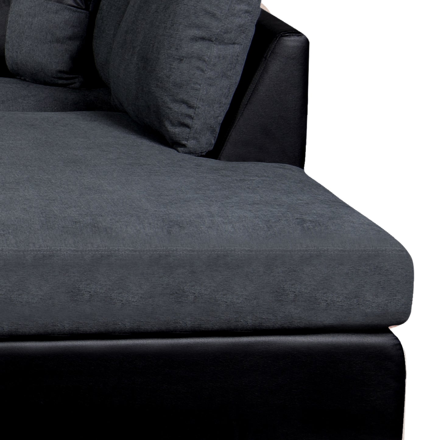 Sofá seccional Derecho Padua Velvet Gris /PU Negro Latam Home