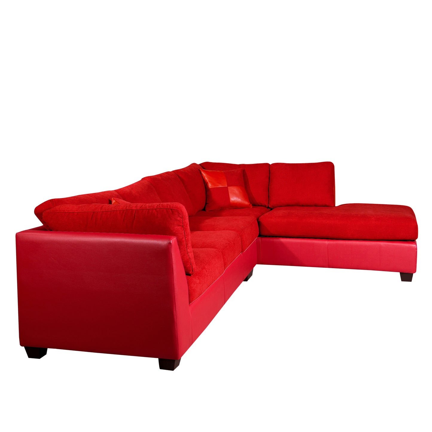 Sofá seccional Derecho Padua Velvet Burdeo /PU Rojo Latam Home