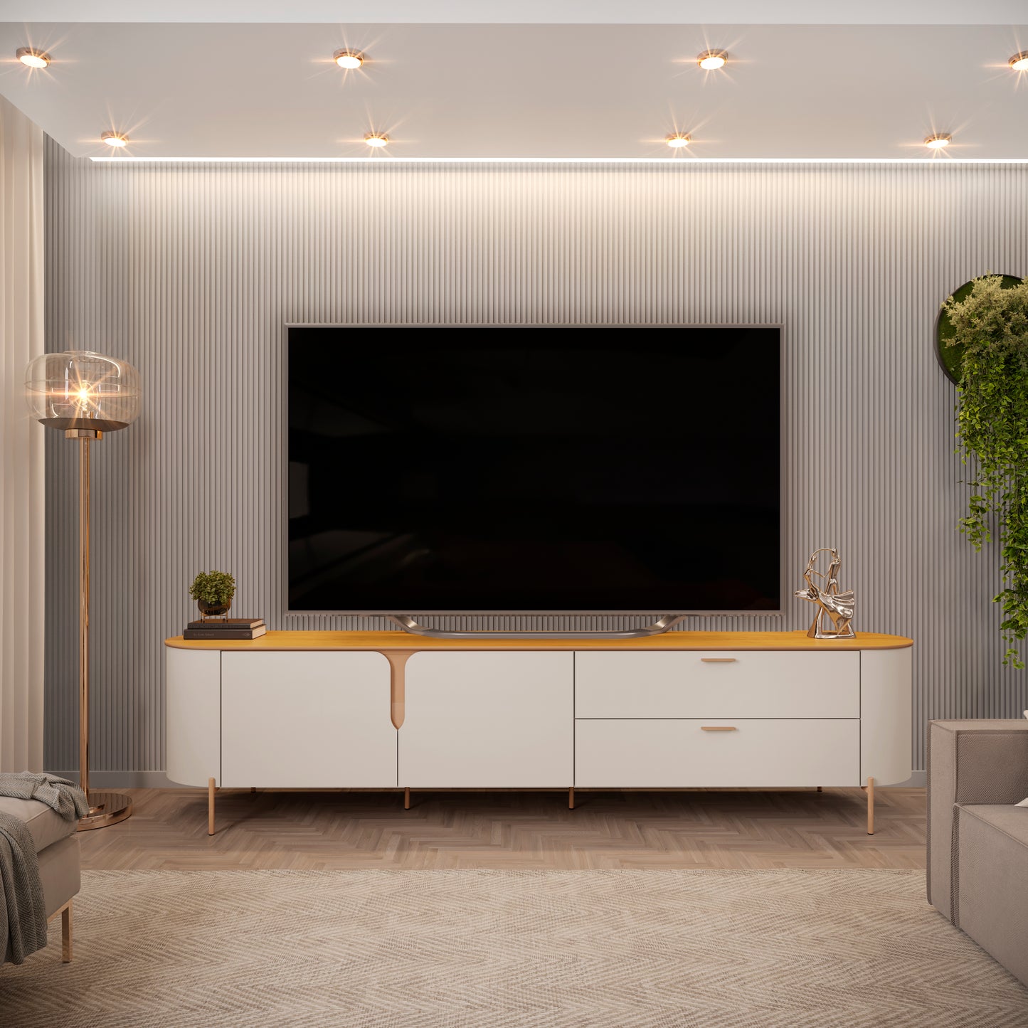 Rack Tv Celine 70" 2C 2P Café Di Poretti