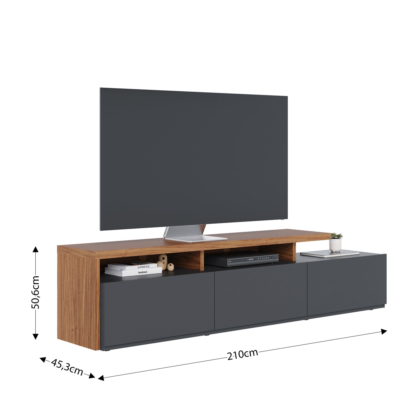 Rack TV Logan 70" 3P Negro Di Poretti