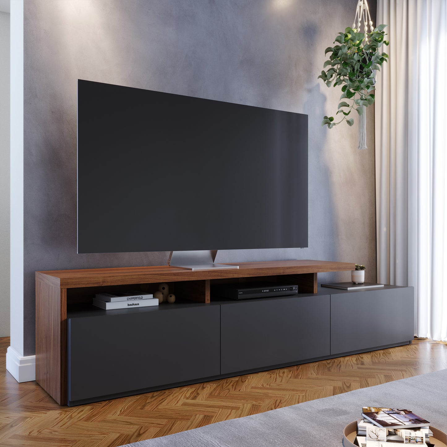 Rack TV Logan 70" 3P Negro Di Poretti