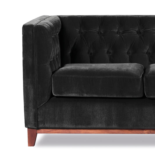 Sofá 3 Cuerpos Roma Velvet Negro Latam Home
