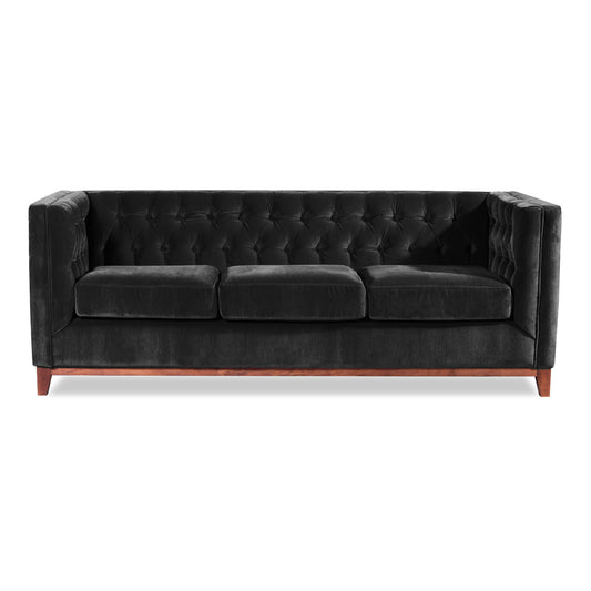 Sofá 3 Cuerpos Roma Velvet Negro Latam Home