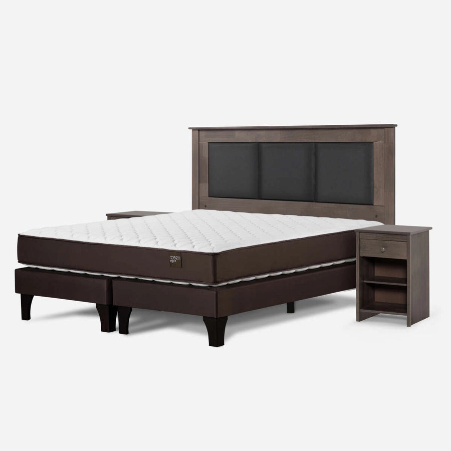 Cama Ergo-T New 2 Plazas + Respaldo Rachel y Velador Ferrara Rosen