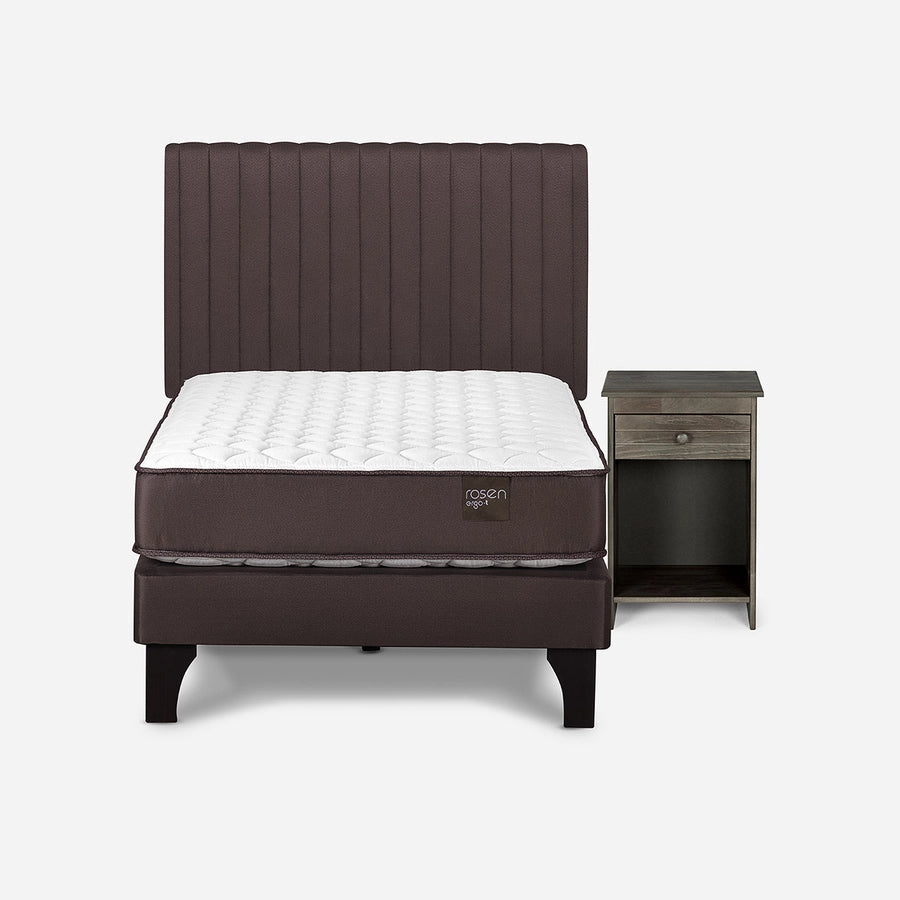 Cama Ergo-T New 1 Plaza + Respaldo Lucio y Velador Tabor Rosen