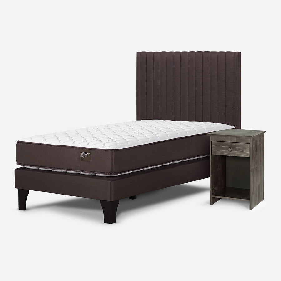 Cama Ergo-T New 1 Plaza + Respaldo Lucio y Velador Tabor Rosen