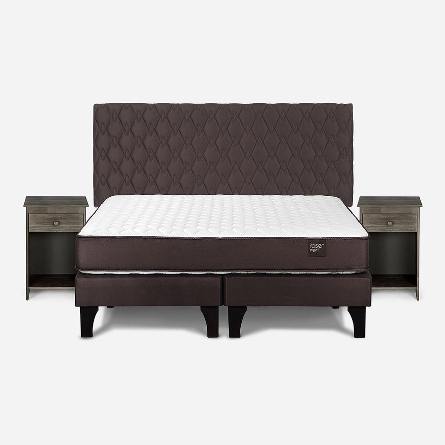 Cama Ergo-T New 2 Plazas + Respaldo Ivar y Velador Tabor Rosen