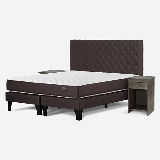 Cama Ergo-T New 2 Plazas + Respaldo Ivar y Velador Tabor Rosen