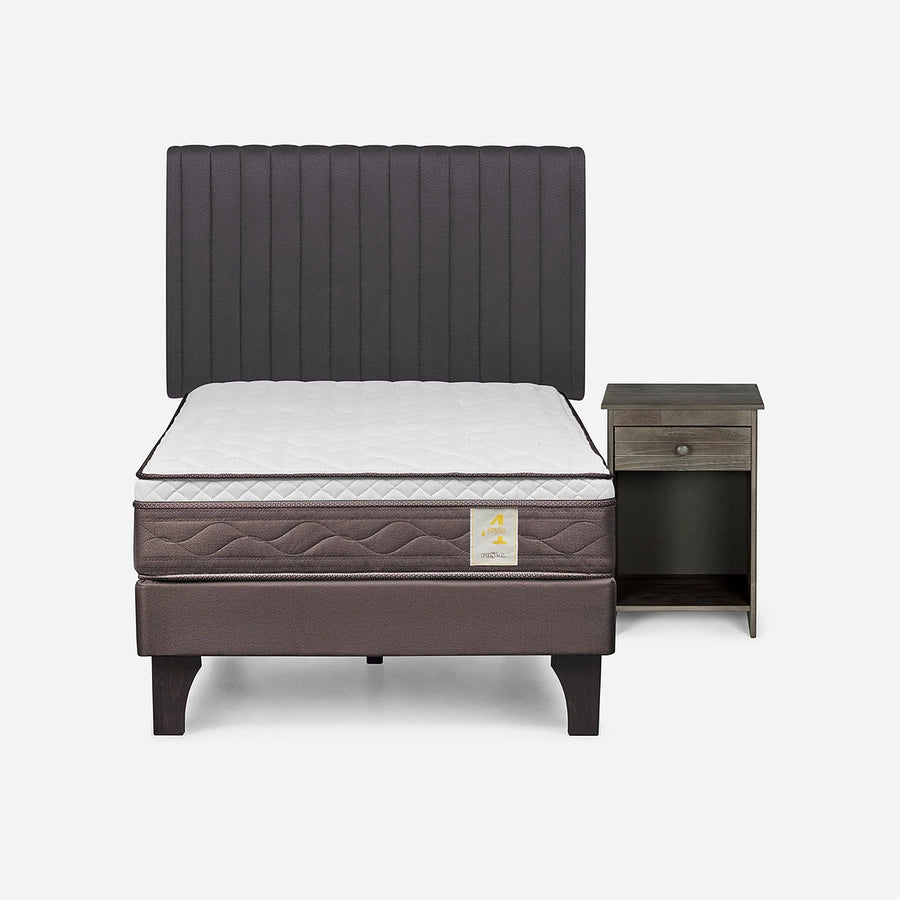 Cama New Style 4 Plus 1,5 Plazas + Respaldo Lucio y Velador Tabor Rosen