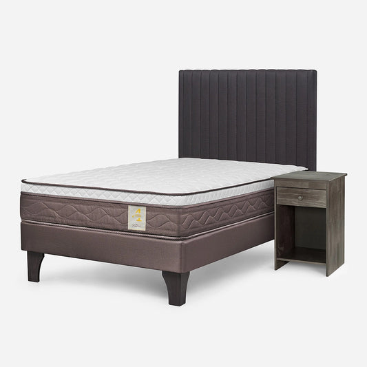 Cama New Style 4 Plus 1,5 Plazas + Respaldo Lucio y Velador Tabor Rosen