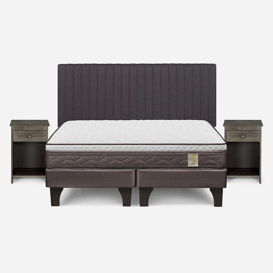 Cama New Style 4 Plus 2 Plazas + Respaldo Lucio y Velador Tabor Rosen