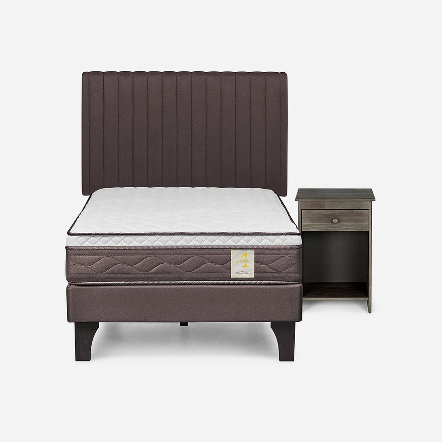 Cama New Style 4 Plus 1,5 Plazas + Respaldo Lucio y Velador Tabor Rosen