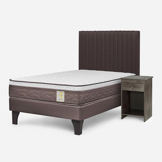 Cama New Style 4 Plus 1,5 Plazas + Respaldo Lucio y Velador Tabor Rosen