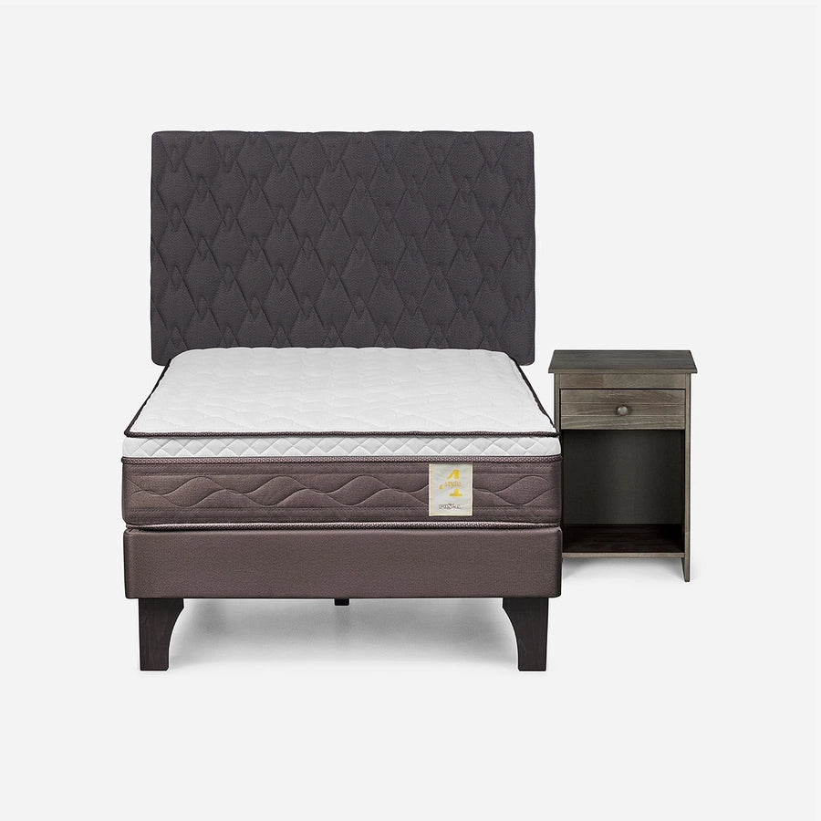 Cama New Style 4 Plus 1,5 Plazas + Respaldo Ivar y Velador Tabor Rosen
