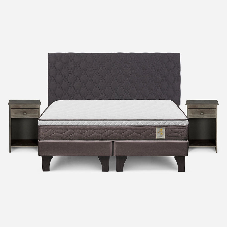Cama New Style 4 Plus 2 Plazas + Respaldo Ivar y Velador Tabor Rosen