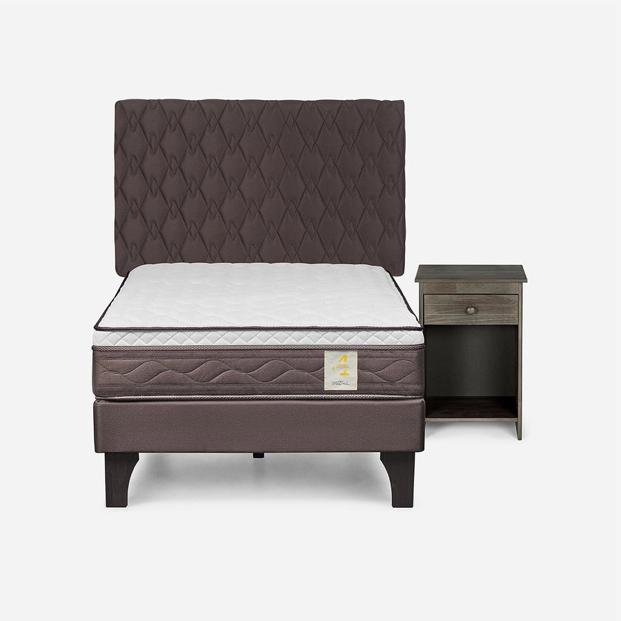 Cama New Style 4 Plus 1,5 Plazas + Respaldo Ivar y Velador Tabor Rosen