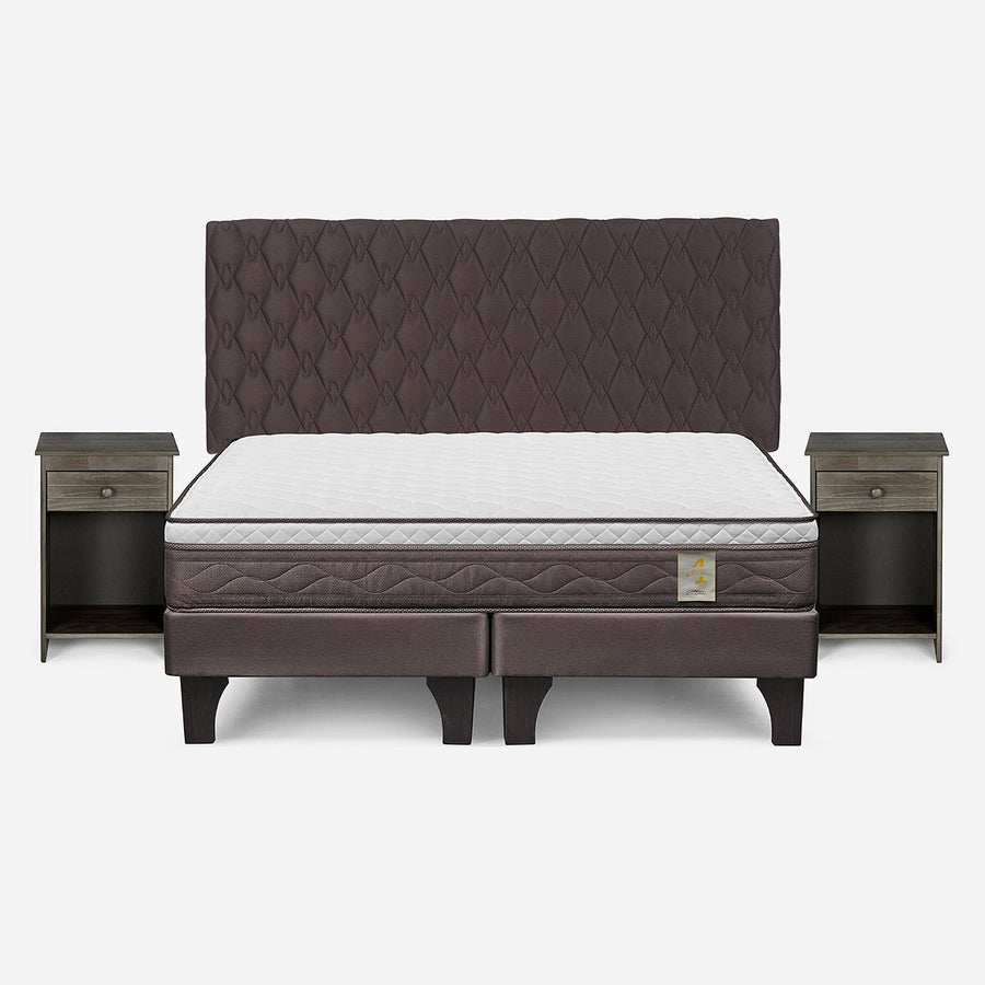 Cama New Style 4 Plus 2 Plazas + Respaldo Ivar y Velador Tabor Rosen