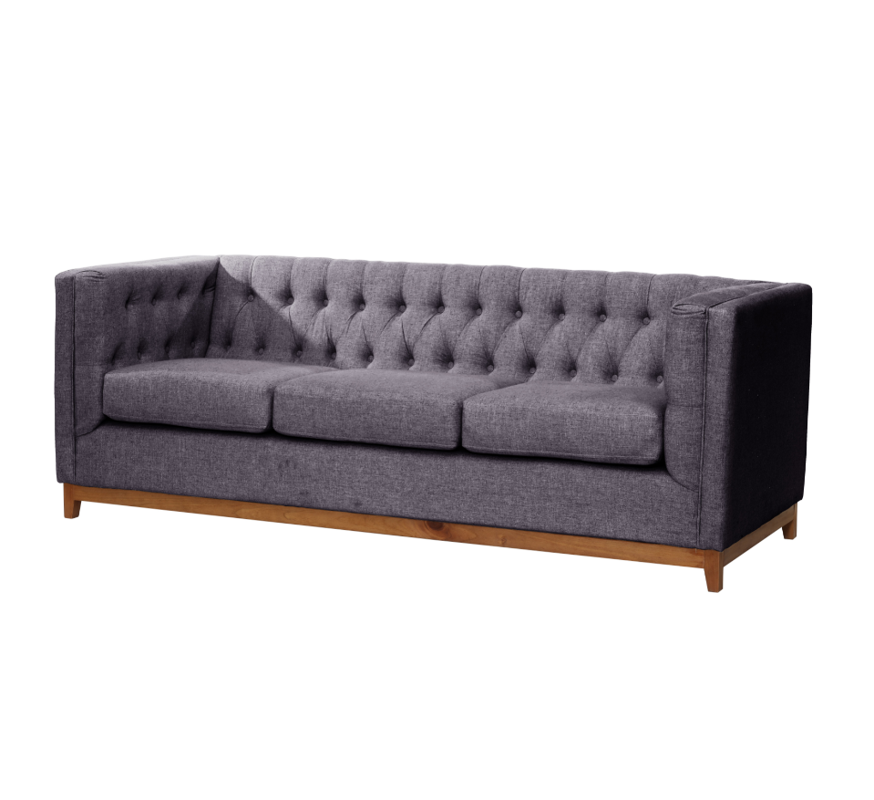 Sofá 3 Cuerpos Roma Lino Gris Oscuro Latam Home