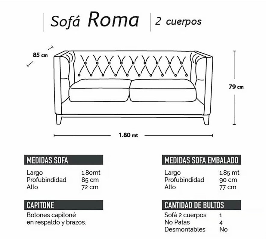 Sofá 2 Cuerpos Roma Velvet Pistacho Latam Home