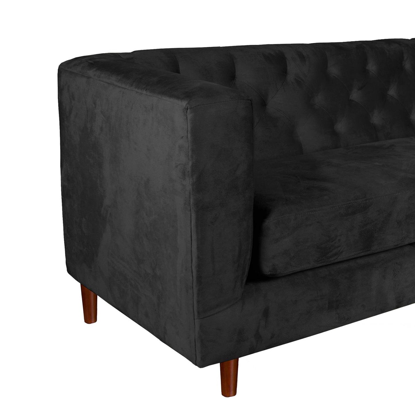 Sofá 3 Cuerpos Brescia Velvet Negro Latam Home
