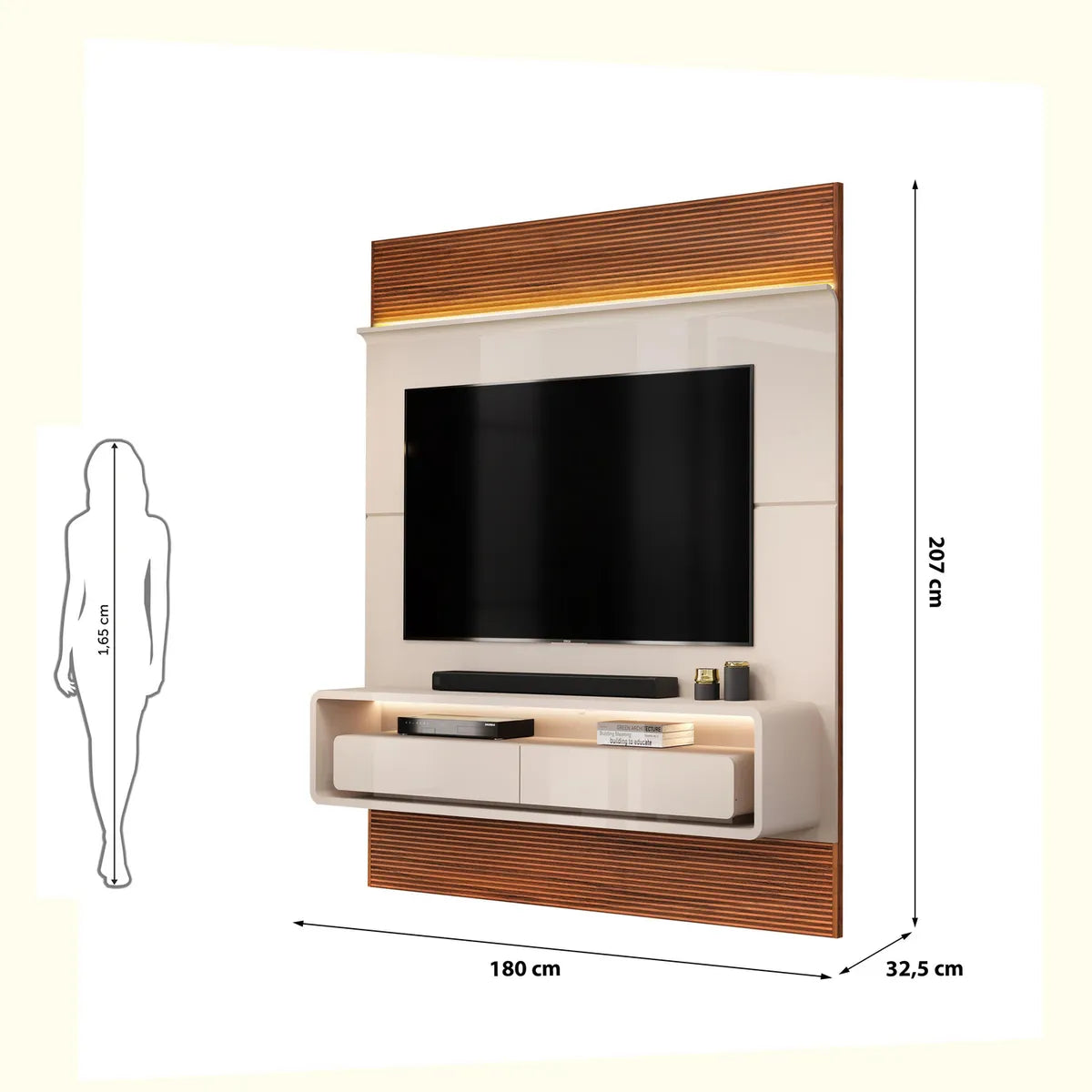 Panel TV 70" Taylor Off White Freijo Altavisión