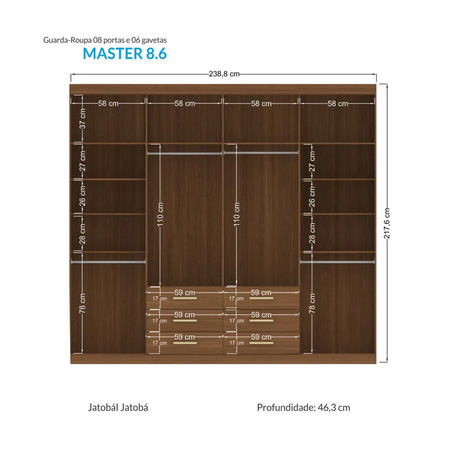 Clóset 8 Puertas 6 Cajones Off White Master Altavisión
