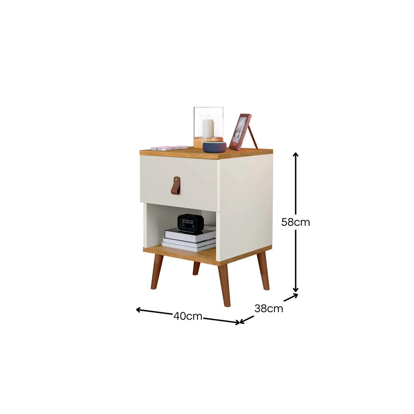 Velador Larissa 1 Cajón Off white Altavisión