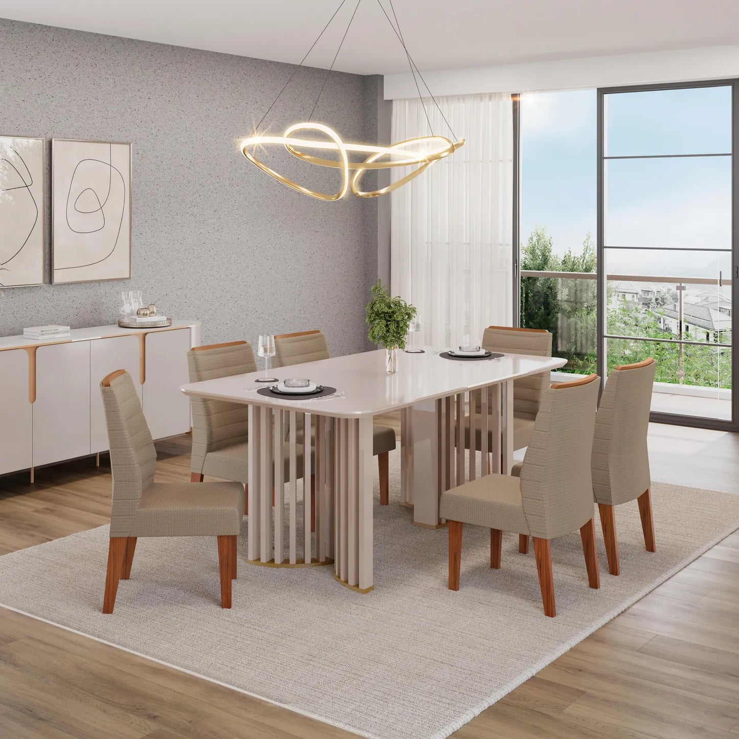 Comedor 6 sillas Luma Blanco Off White Altavisión