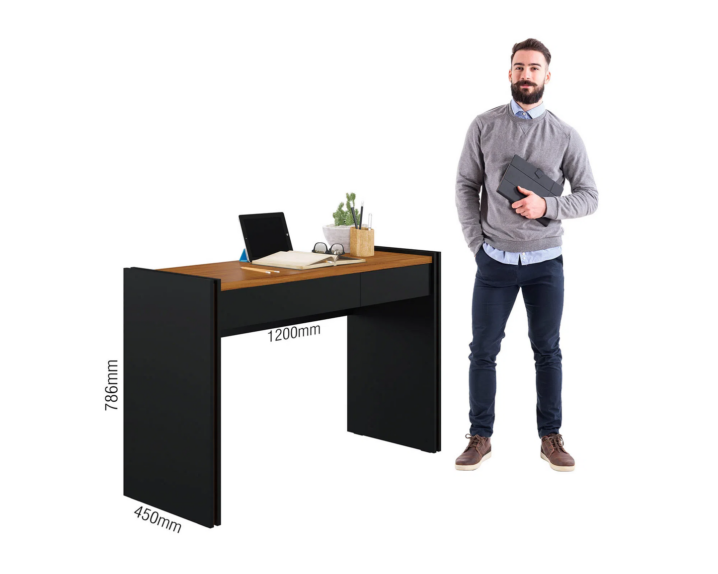 Escritorio 1 cajón Smart Negro/Café Altavisión