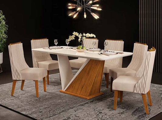 Comedor 6 sillas Forme Blanco/Beige Altavisión