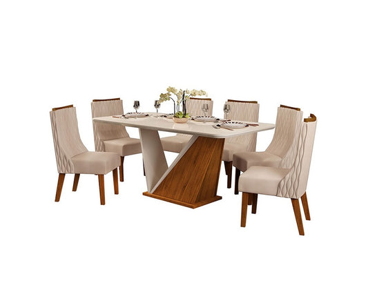 Comedor 6 sillas Forme Blanco/Beige Altavisión