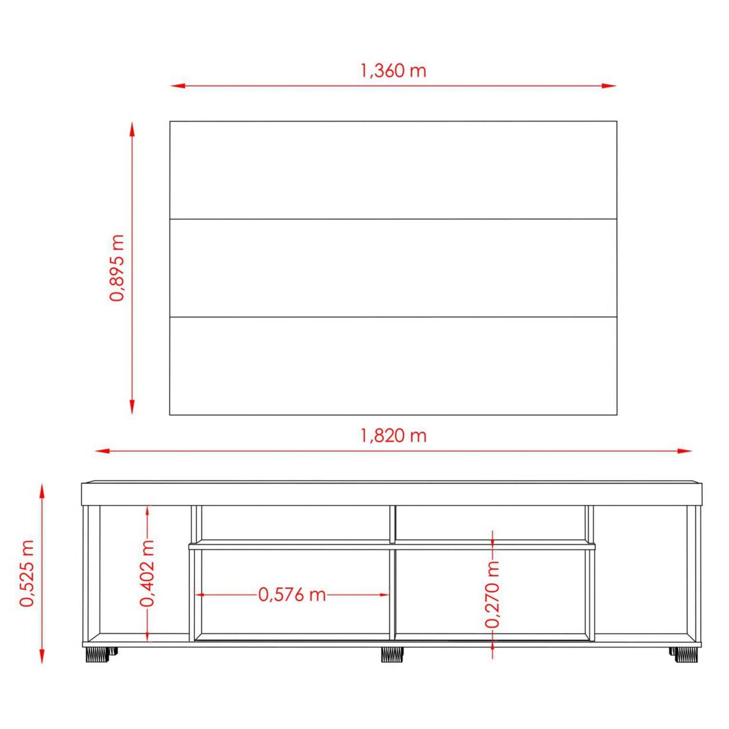 Rack + Panel Tomaz 55" Off White Altavisión