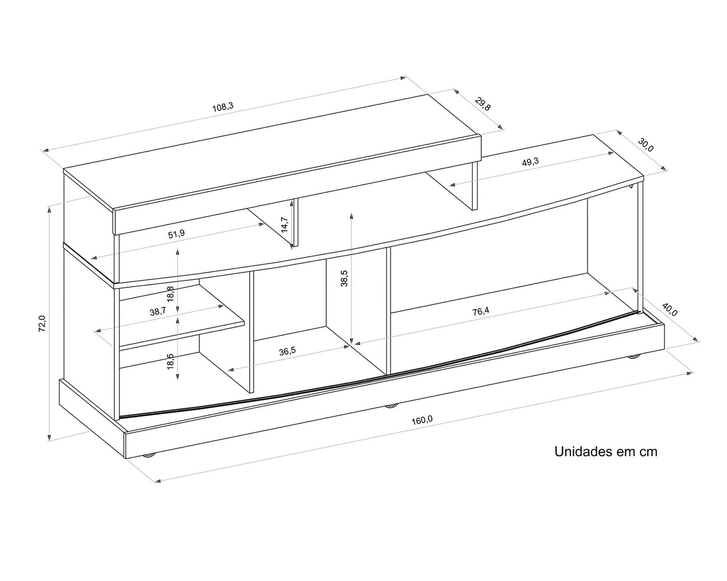 Rack TV 47'' Scala Café Claro/Blanco Altavisión