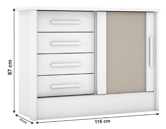Cómoda Pandora 4 Cajones 1 Puerta Blanco Altavisión