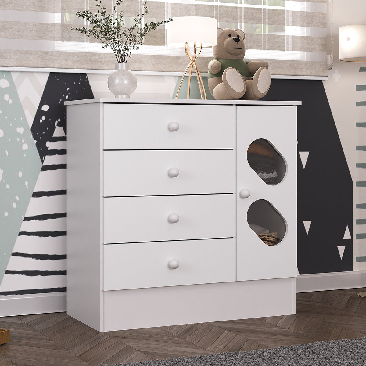 Cómoda Bebé Stop 4 Cajones Blanco Matte Altavisión