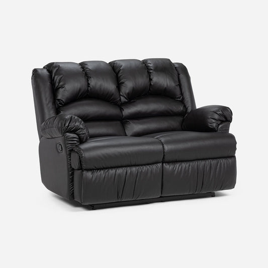 Sofá 2 cuerpos Reclinable Jarrie Ecocuero Negro Manual Rosen