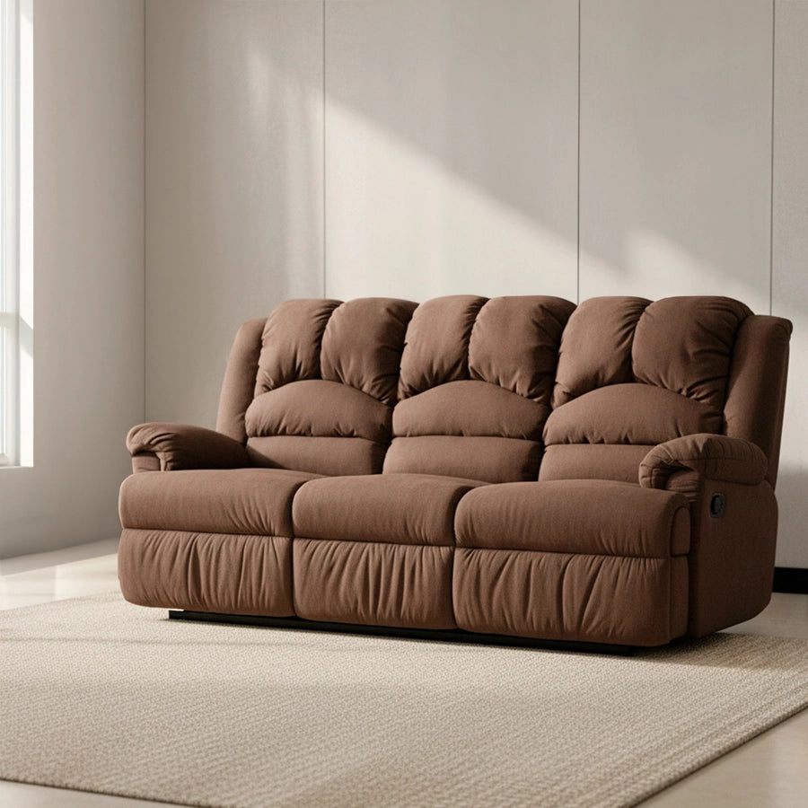 Sofá 3 Cuerpos Reclinable Jarrie Tela Chex Manual Café Rosen