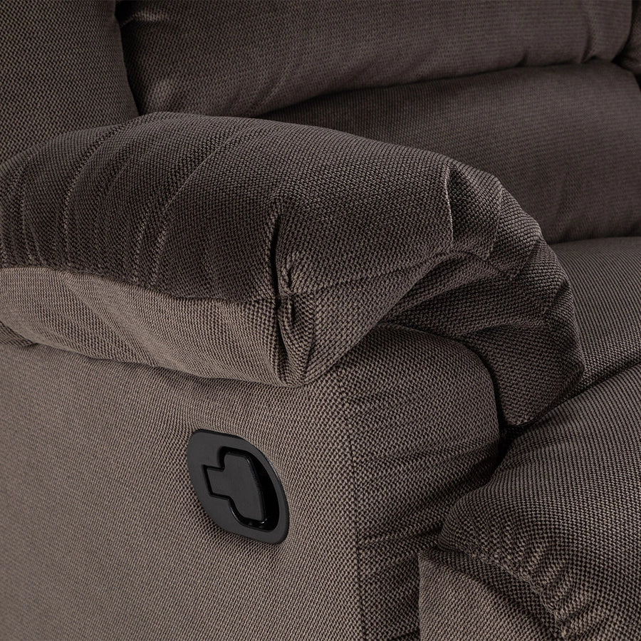 Sofá 3 Cuerpos Reclinable Jarrie Tela Chex Manual Gris Rosen
