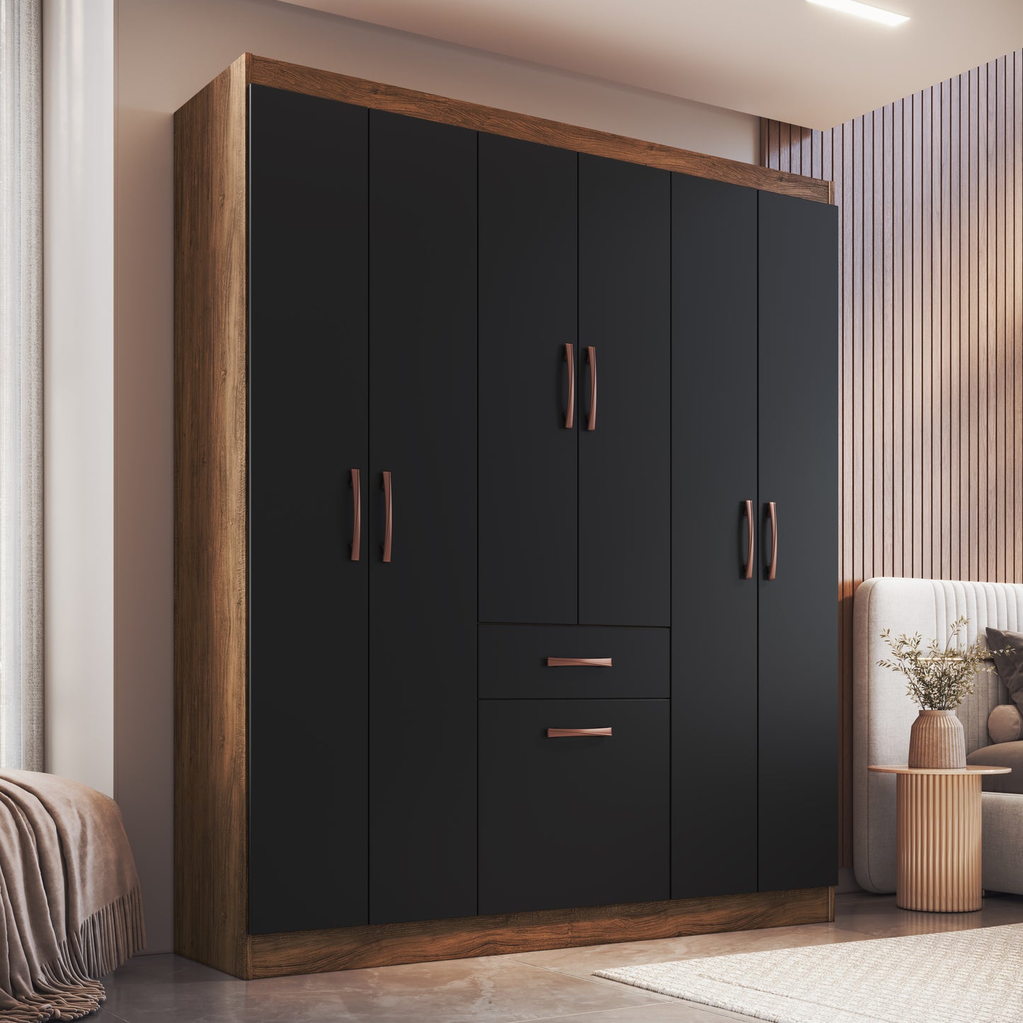 Clóset 6 Puertas 1 Cajón 1 Zapatera Negro Altavisión