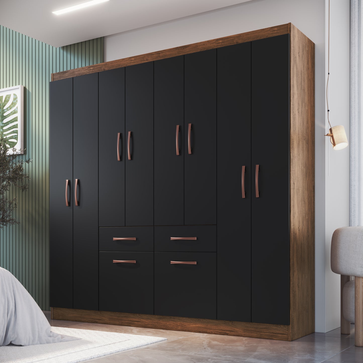 Clóset 8 Puertas 2 Cajones 2 Zapateras Negro Altavisión