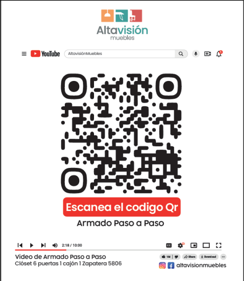 Clóset 6 Puertas 1 Cajón 1 Zapatera Negro Altavisión